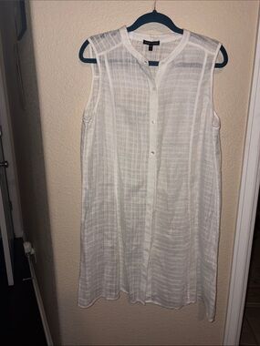 Eileen Fisher White Sleeveless Button-Down dress